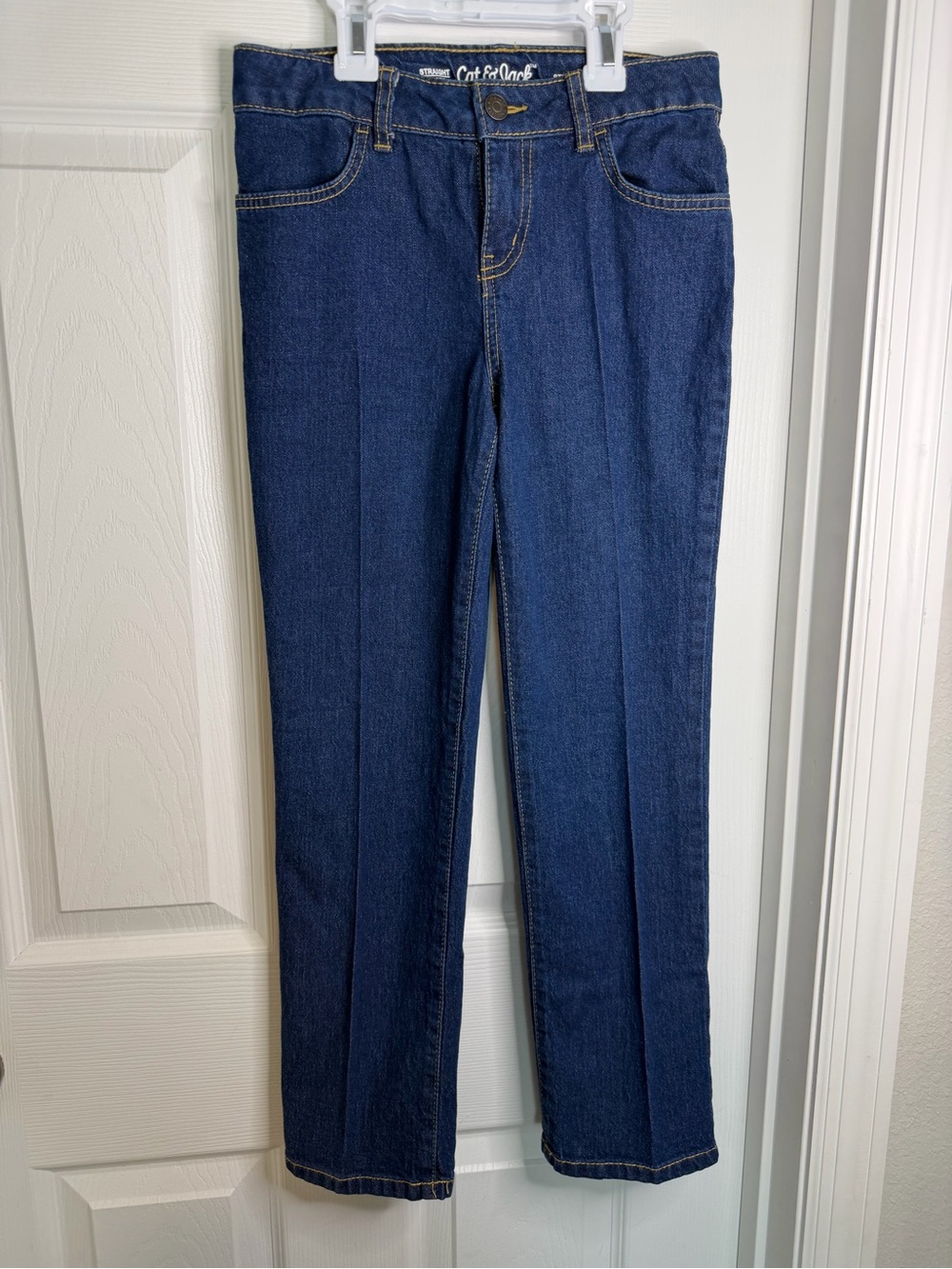 Cat & Jack Girls Size 8 Straight Leg Stretch Jeans Dark Wash